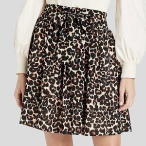 Who What Wear Womens Leopard Print Mini Skirt Tie Waist Pockets Lined Size XXL